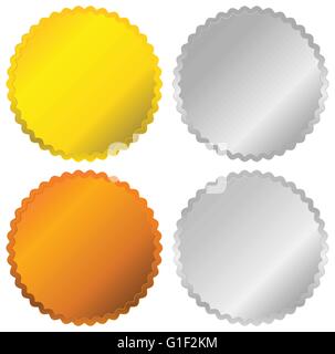 Or, argent, bronze et platine, badges, boutons joints Illustration de Vecteur