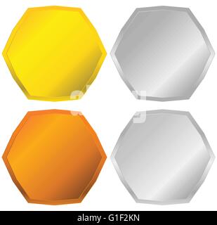 Or, argent, bronze et platine, badges, boutons joints Illustration de Vecteur