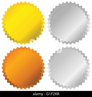 Or, argent, bronze et platine, badges, boutons joints Illustration de Vecteur