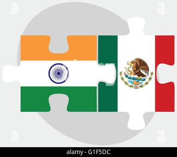 Image vectorielle - l'Inde et le Mexique drapeaux dans puzzle isolé sur fond blanc Illustration de Vecteur