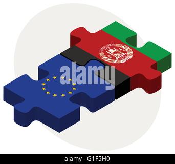 Image vectorielle - Union européenne et l'Afghanistan drapeaux dans puzzle isolé sur fond blanc Illustration de Vecteur