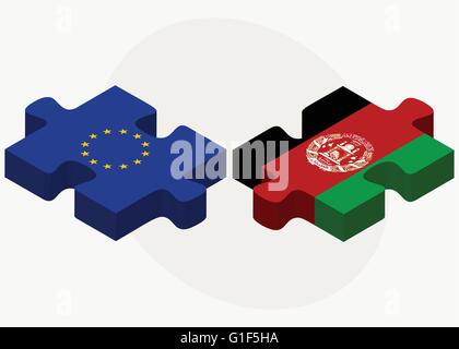 Image vectorielle - Union européenne et l'Afghanistan drapeaux dans puzzle isolé sur fond blanc Illustration de Vecteur