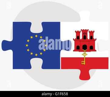 Image vectorielle - Union européenne et Gibraltar drapeaux dans puzzle isolé sur fond blanc Illustration de Vecteur