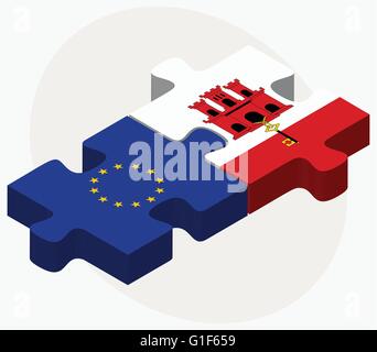 Image vectorielle - Union européenne et Gibraltar drapeaux dans puzzle isolé sur fond blanc Illustration de Vecteur