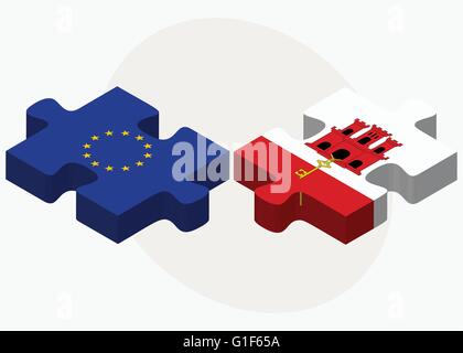 Image vectorielle - Union européenne et Gibraltar drapeaux dans puzzle isolé sur fond blanc Illustration de Vecteur