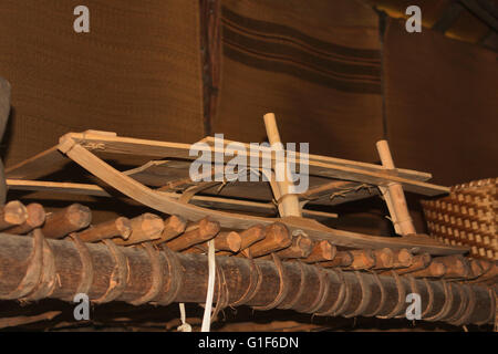 La nation seneca village de Ganondagan dans le nord de l'état de New York, USA, une reconstitution d'une 17e c. longue maison. Banque D'Images