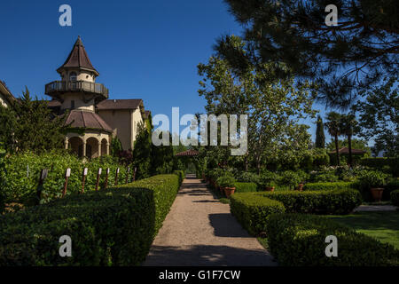 Jardins, Chateau St Jean Winery, Kenwood, Sonoma Valley, Sonoma County, Californie, États-Unis, Amérique du Nord Banque D'Images