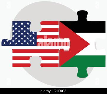 Image vectorielle - USA et l'État de Palestine drapeaux dans puzzle isolé sur fond blanc Illustration de Vecteur