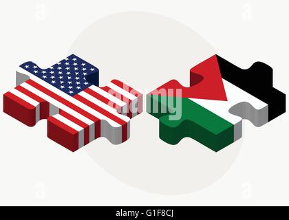 Image vectorielle - USA et l'État de Palestine drapeaux dans puzzle isolé sur fond blanc Illustration de Vecteur