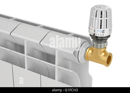 Radiateur de chauffage vanne thermostatique, 3D Rendering Banque D'Images