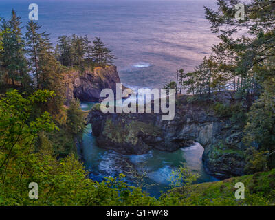 Les ponts naturels de vue, Samuel H. Boardman State Scenic Corridor, le sud de l'Oregon coast. Banque D'Images