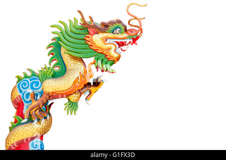 Style Chinois dragon statue isoler avec fond blanc Banque D'Images