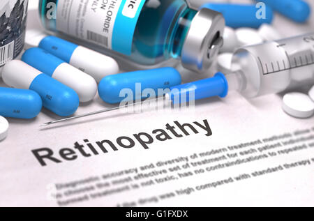 Le diagnostic - Rétinopathie diabétique. Concept médical. 3D Render. Banque D'Images