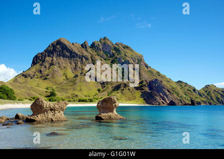 Padar Island le Parc National de Komodo en Indonésie Banque D'Images