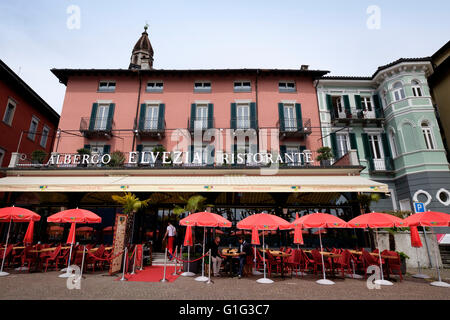 La Suisse, le Canton du Tessin, Lugano, l'Albergo Elvezia ristorante Banque D'Images