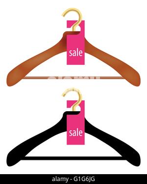 Vector Illustration - Cintre en bois avec Sale Tag Illustration de Vecteur