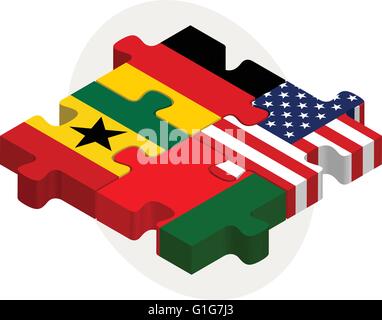 Vector illustration d'Allemand, USA, ghanéen et drapeaux portugais dans puzzle isolé sur fond blanc Illustration de Vecteur