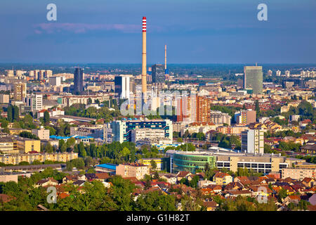 Vue aérienne de la ville de Zagreb, capitale de la Croatie Banque D'Images