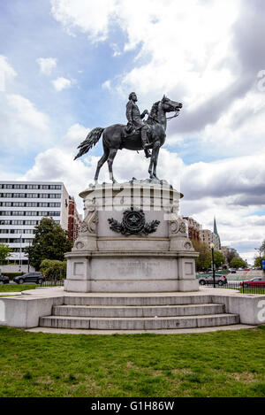 Le Major-général George H Thomas Statue équestre, Thomas Circle, Washington DC Banque D'Images