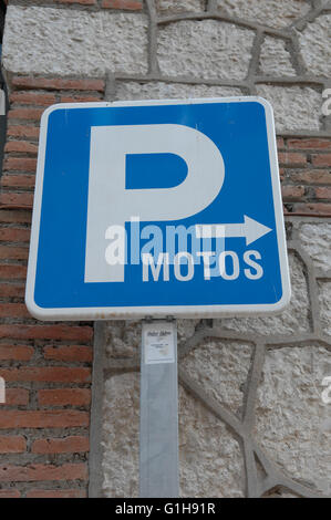 Parking,moto,signe, Malaga Banque D'Images