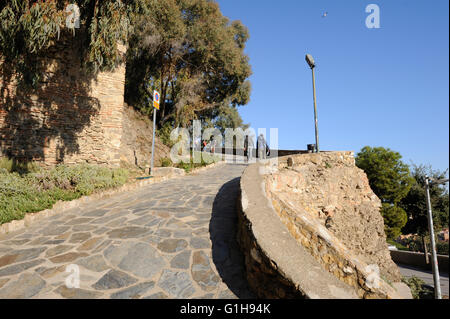 Rampe, colline, le château de Gibralfaro, Malaga, Banque D'Images