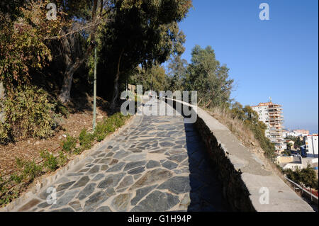 Rampe, colline, le château de Gibralfaro, Malaga, Banque D'Images