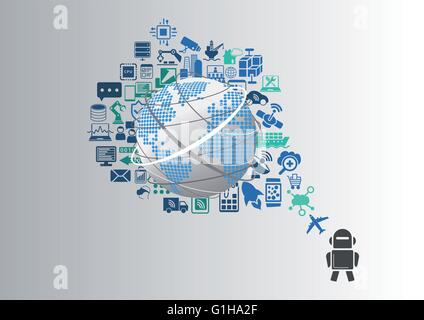 Les machines intelligentes et de l'industrie internet des objets (IOT) infographie Illustration de Vecteur