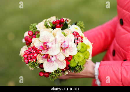 Riche bouquet élégant avec des baies rouges Banque D'Images