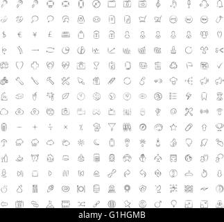 Vector illustration de doodle icons set en mode linéaire Illustration de Vecteur