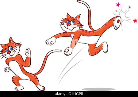 Vector illustration d'un chat faisant le karaté Illustration de Vecteur