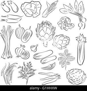 Illustration Vecteur de légumes en noir et blanc Illustration de Vecteur