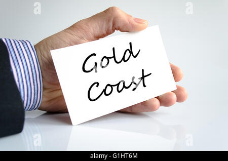 Texte de Gold Coast isolé sur fond blanc concept Banque D'Images