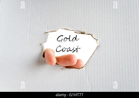 Texte de Gold Coast isolé sur fond blanc concept Banque D'Images