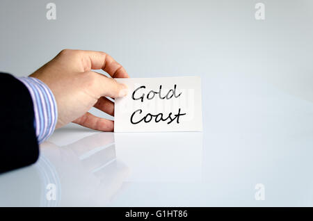 Texte de Gold Coast isolé sur fond blanc concept Banque D'Images