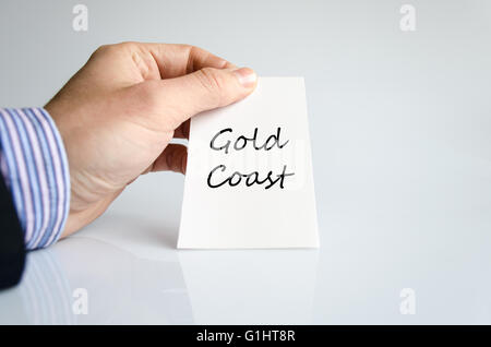 Texte de Gold Coast isolé sur fond blanc concept Banque D'Images