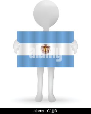 Vecteur EPS 10 - 3d petit homme tenant un drapeau argentin Illustration de Vecteur