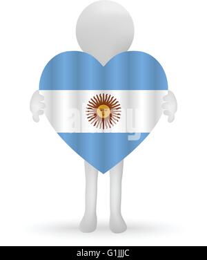 Vecteur EPS 10 - 3d petit homme tenant un drapeau argentin Illustration de Vecteur