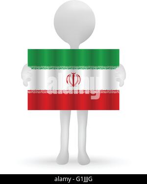 Vecteur EPS 10 - 3d petit homme tenant un drapeau iranien Illustration de Vecteur