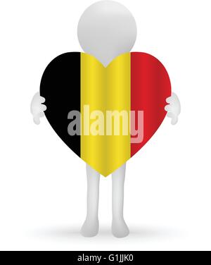 Vecteur EPS 10 - 3d petit homme tenant un drapeau belge Illustration de Vecteur