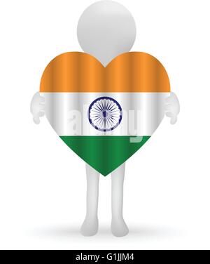 Vecteur EPS 10 - 3d petit homme tenant un drapeau indien Illustration de Vecteur