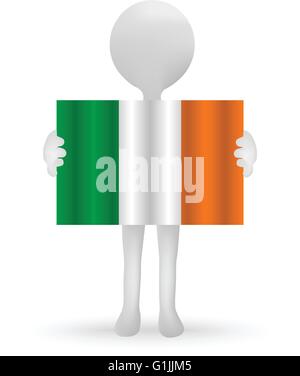 Vecteur EPS 10 - 3d petit homme tenant un drapeau irlandais Illustration de Vecteur