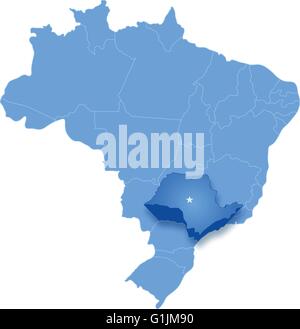 Carte politique du Brésil avec tous les Etats où São Paulo n'est pas tirée du site de base de données à partir d'un produit à l'aide du domaine public. Illustration de Vecteur