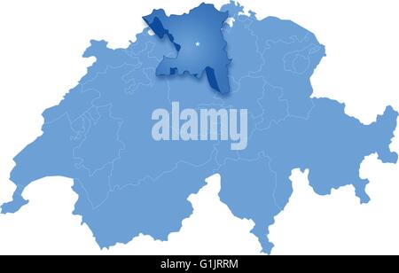 Carte politique de la Suisse avec tous les cantons d'Argovie, où est extraite la carte de base de données à partir d'un produit à l'aide de la fonction de doma Illustration de Vecteur