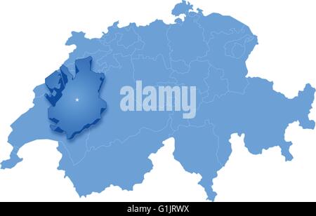 Carte politique de la Suisse avec tous les cantons où Fribourg n'est pas tirée du site de base de données à partir d'un produit à l'aide de la fonction do Illustration de Vecteur