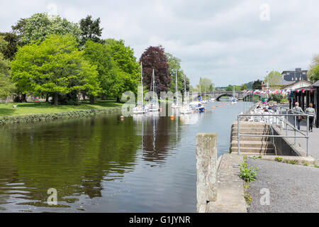 Bateaux amarrés sur la rivière Dart dans la ville de Totnes dans le Devon Banque D'Images