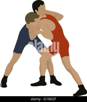La lutte, Sport vecteur isolé Illustration de Vecteur