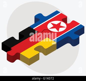 L'Allemagne et l'Korea-North drapeaux dans puzzle isolé sur fond blanc Illustration de Vecteur