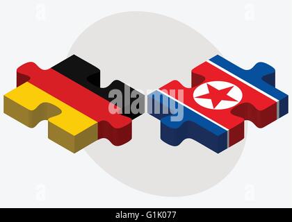 L'Allemagne et l'Korea-North drapeaux dans puzzle isolé sur fond blanc Illustration de Vecteur