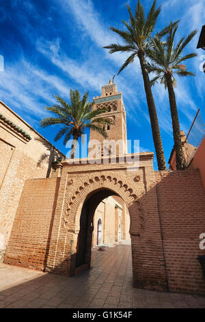 La Koutoubia a terminé 1199 avec un carré, Marrakech minaret berbère ( Marrakech ) , Maroc Banque D'Images