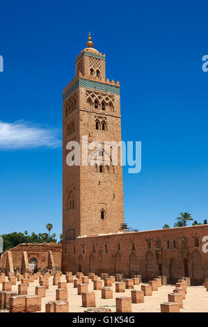 La Koutoubia a terminé 1199 avec un carré, Marrakech minaret berbère ( Marrakech ) , Maroc Banque D'Images